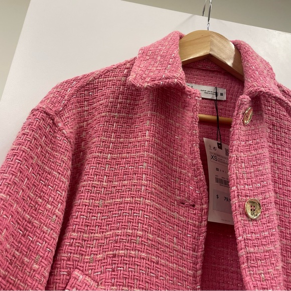 Zara Pink Textured Jacket - Picture 8 of 9